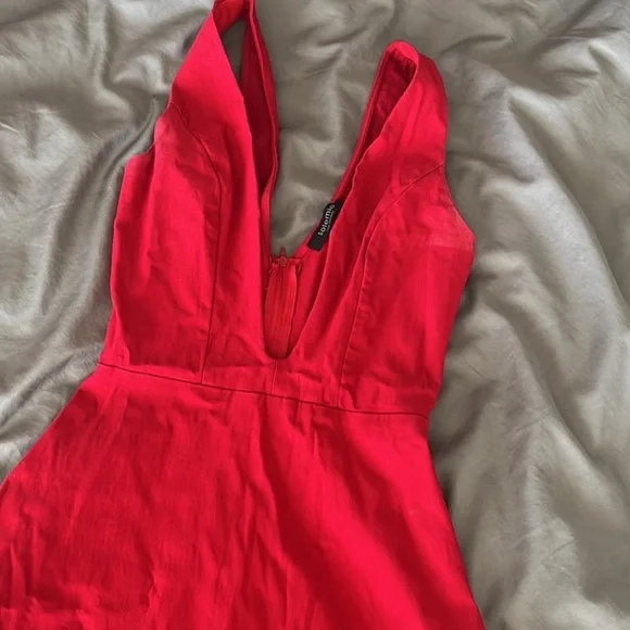 Solemio red flare low cut party mini dress - Picture 9 of 12